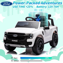 Load image into Gallery viewer, 12V Ride on Cars with Remote Control, Ford Ranger Electric Cars for Kids with Bluetooth, Music, USB Port, Horn, LED Lights, Battery Powered Ride on Toys for Kids Boys Girls 3-6 Ages Gifts, White
