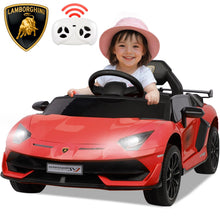 Load image into Gallery viewer, iRerts Red 24V Lamborghini Xago Battery Powered Ride On Cars with Remote Control for Boys Girls Gifts, Kids Ride on Toys with Bluetooth, Music, MP3, USB, LED lights
