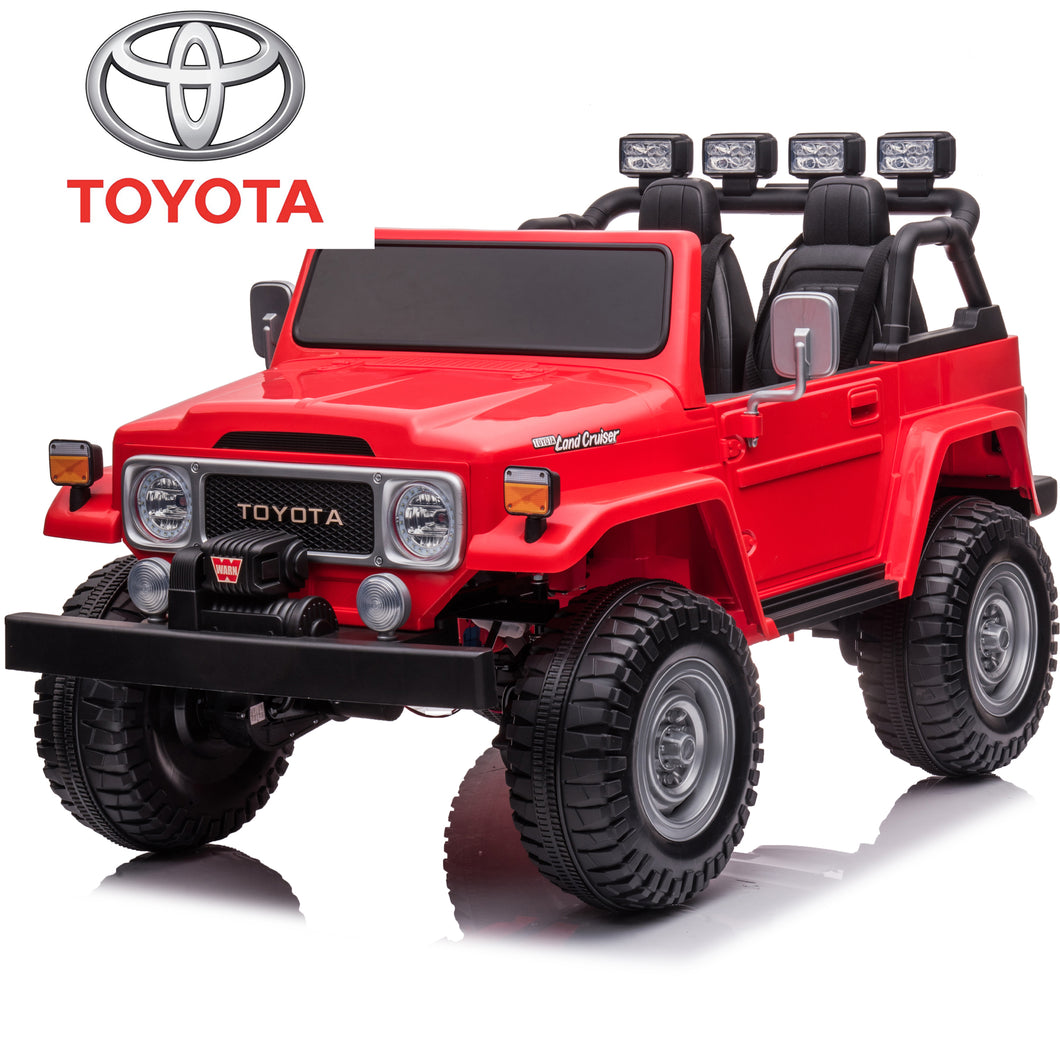 24V Ride on Cars 2 Seater, Licensed Toyota FJ40 Ride on Toys with Remote Control, Kids Electric Vehicle with Bluetooth, FM Radio, USB, Music, Gifts for 3-6 Years Old Boys Girls, Red