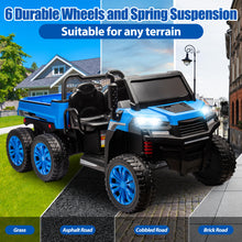 Load image into Gallery viewer, iRerts 2 Seater 24V Ride on Truck with Dump Bed, Battery Powered Ride on Car UTV with Remote Control for Boys Girls, 4WD 6 Wheels Ride on Tractor Toys with Bluetooth, Music, USB/TF Card Slots, Blue
