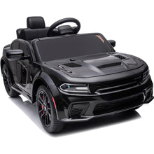 Load image into Gallery viewer, Kids Electric Cars With Remote Control, Licensed Dodge Charger 12V Ride on Cars for Boys Girls, Battery Powered Ride on Toys with Bluetooth, USB, MP3, 4 Wheel Suspension, Black
