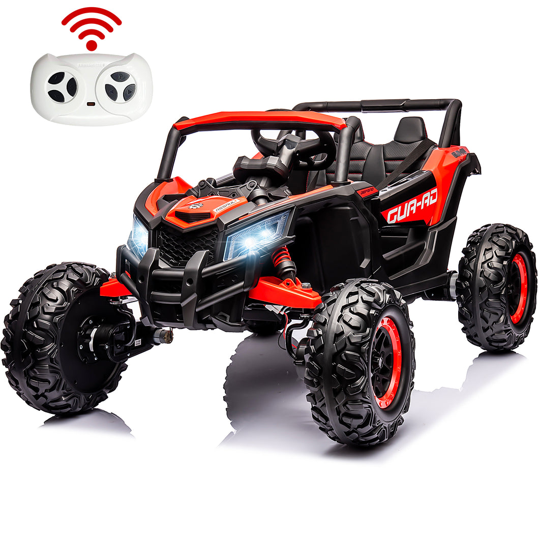 iRerts Red 24V Battery Powered Ride on UTV Cars for Boys Girls, Kids Ride on Toys with Remote Control, Music, LED Light, USB, Bluetooth, Large Seat Kids Electric Vehicle for Christmas Birthday Gifts