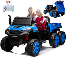 Load image into Gallery viewer, iRerts 2 Seater 24V Ride on Truck with Dump Bed, Battery Powered Ride on Car UTV with Remote Control for Boys Girls, 4WD 6 Wheels Ride on Tractor Toys with Bluetooth, Music, USB/TF Card Slots, Blue
