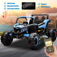 Load image into Gallery viewer, iRerts Blue 24V Battery Powered Ride on UTV Cars for Boys Girls, Kids Ride on Toys with Remote Control, Music, LED Light, USB, Bluetooth, Large Seat Kids Electric Vehicle for Christmas Birthday Gifts
