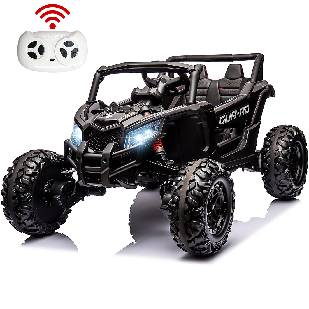 iRerts Black 24V Battery Powered Ride on UTV Cars for Boys Girls, Kids Ride on Toys with Remote Control, Music, LED Light, USB, Bluetooth, Large Seat Kids Electric Vehicle for Christmas Birthday Gifts