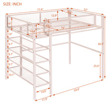 Load image into Gallery viewer, iRerts Twin Size Loft Bed, Metal Twin Loft Bed Frame for Adults Teens Kids, Twin Loft Bed with 4-Tier Storage Shelves, Loft Bed Twin Size for Bedroom, Space-Saving Design, Pink
