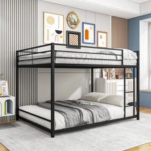 Load image into Gallery viewer, iRerts Full Over Full Bunk Bed, Metal Floor Bunk Bed Full Over Full with Ladder and Safety Guardrails, Heavy Duty Full Over Full Low Bunk Bed or Kids Teens Adults Bedroom, No Box Spring Needed, Black
