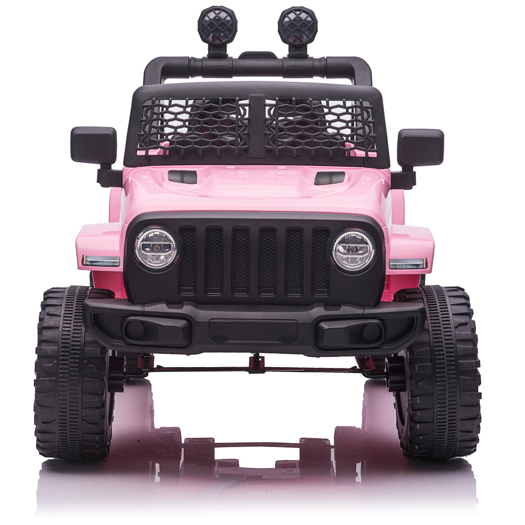 iRerts Battery Powered Car Toy for Girls Boys, Kids Ride on Car for 3 4 5 Yrs with Remote Control, Lights, Horn, Electric Ride on Truck for Kids Birthday Gift, Pink