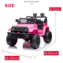 Load image into Gallery viewer, iRerts Pink 12v Black Battery Powered Ride on Car Toys for Girls Boys, Electric Truck Riding Toys with Remote Control LED Lights, MP3 Player
