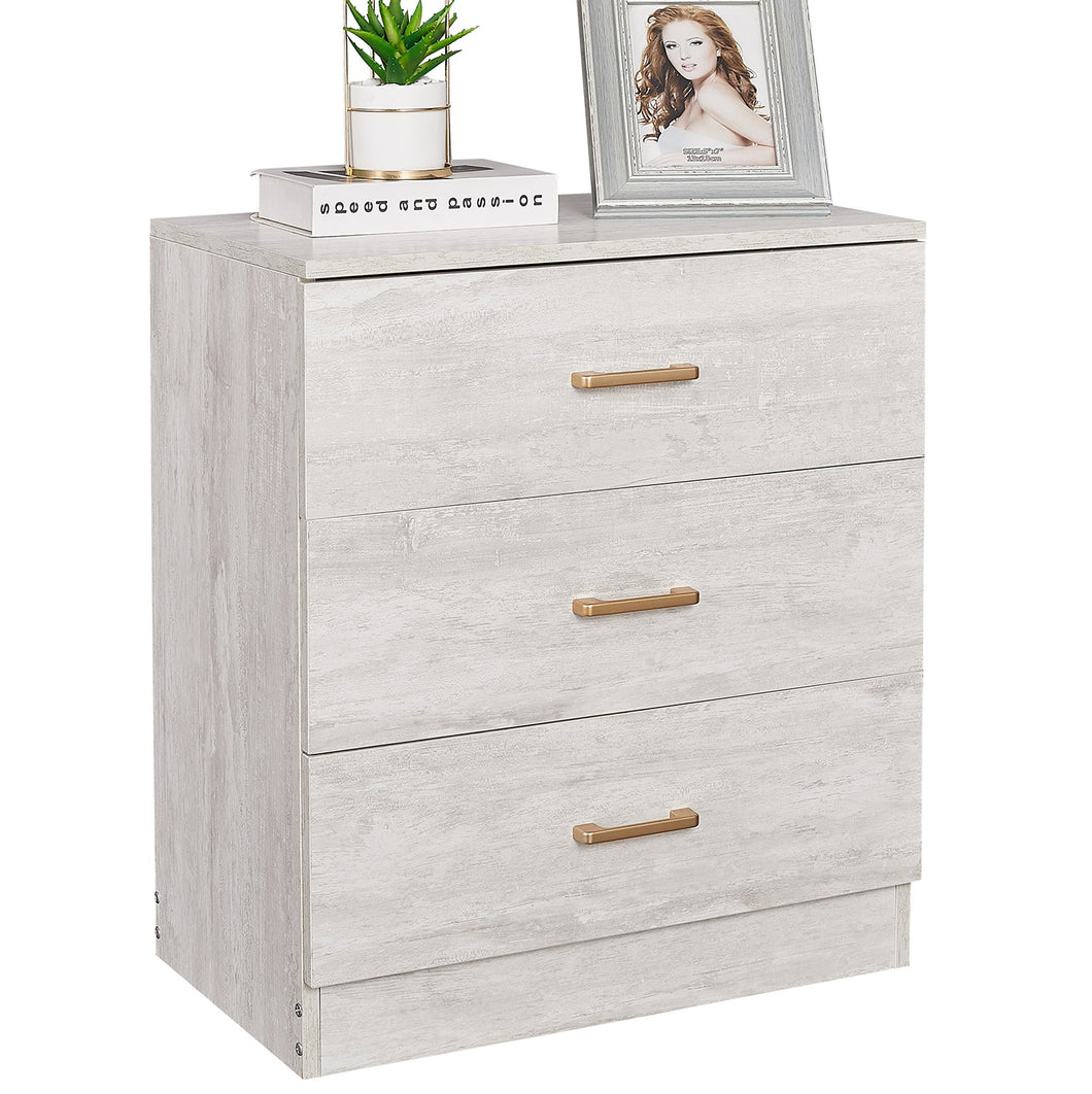 3 Drawers Storage Cabinet Drawers, Wooden white Small Organizer Unit nightstand, Chest of Drawers file cabinet for Bedroom Living Room Office