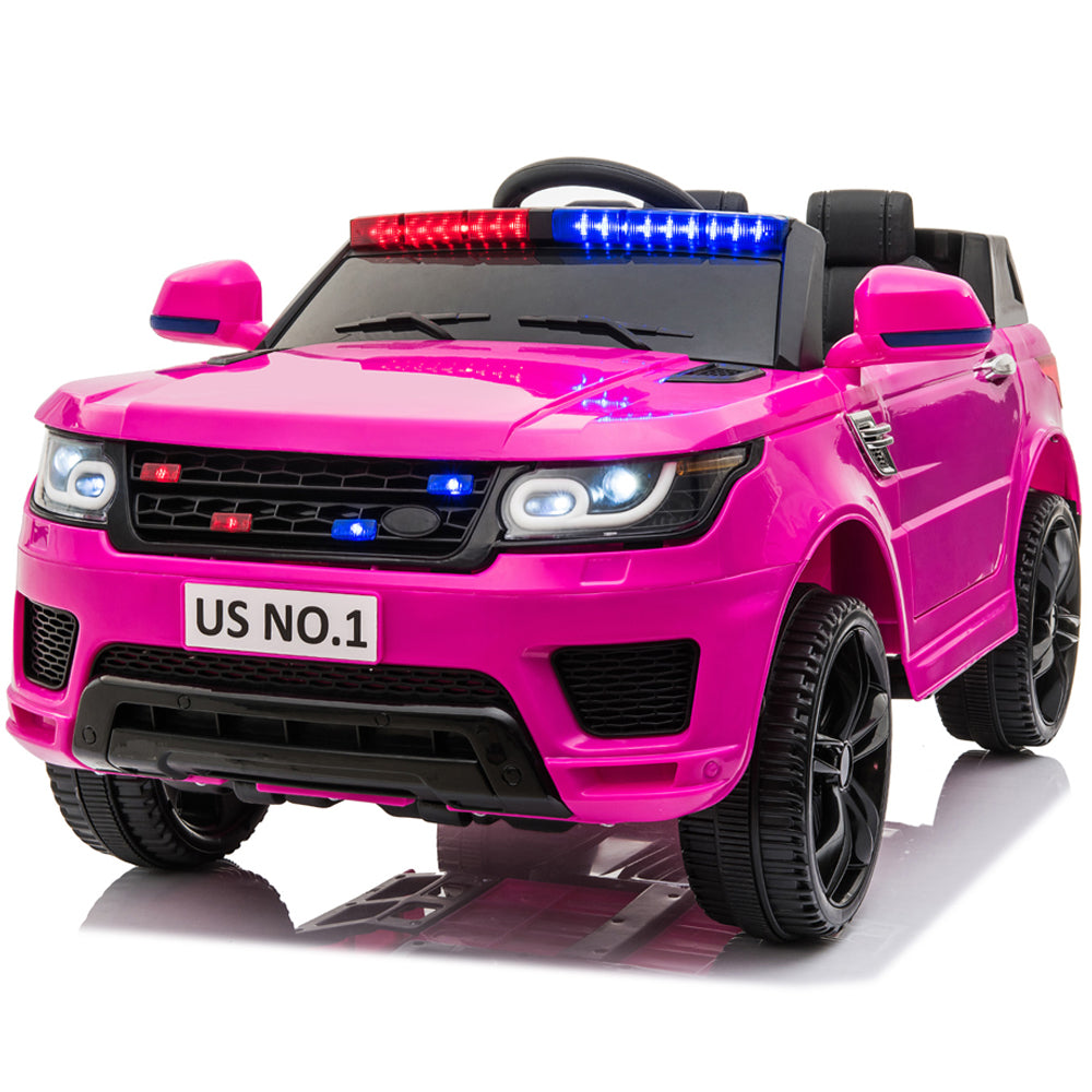 12V Ride on Police Cars with Remote Control, iRerts Battery Powered Electric Vehicles for Kids Boys Girls Gifts, Kids Ride on Toys with Siren and Music, Kids Electric Cars for 3-5 Years Old, Pink