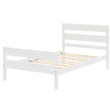 Load image into Gallery viewer, iRerts Twin Platform Bed Frame with Headboard, Solid Wood Twin Bed Frame for Adults Teens kids, Modern Twin Size Bed Frame with Slat Support for Bedroom Apartment, No Box Spring Needed, White

