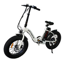 Load image into Gallery viewer, iRerts Folding Electric Bike, 500W Electric Bicycle for Adults Teens with 3 Riding Modes, Removable Battery and 20&quot; Fat Tire, Portable Adult Electric Bike Beach Snow Bicycle for Commute School, White
