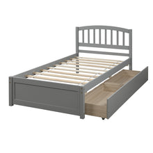 Load image into Gallery viewer, Twin Bed Frame with Storage Drawers, iRerts Wood Twin Platform Bed Frame with Headboard, Wood Slats, Twin Bed Frame No Box Spring Needed for Adults Kids, Bed Frame Twin Size for Bedroom, Gray
