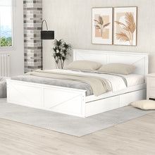 Load image into Gallery viewer, iRerts King Platform Bed Frame with 4 Storage Drawers, Wood King Bed Frame with Headboard, Slats Support and Support Legs, Modern Bed Frame King Size for Bedroom, No Box Spring Needed, White
