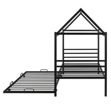 Load image into Gallery viewer, iRerts Twin Size House Bed Frame with Trundle, Twin Metal Platform Bed Frame for Kids Boys Girls, House Platform Bed frame Twin with Metal Slats, Kids Twin Bed Frame No Box Spring Needed, Black
