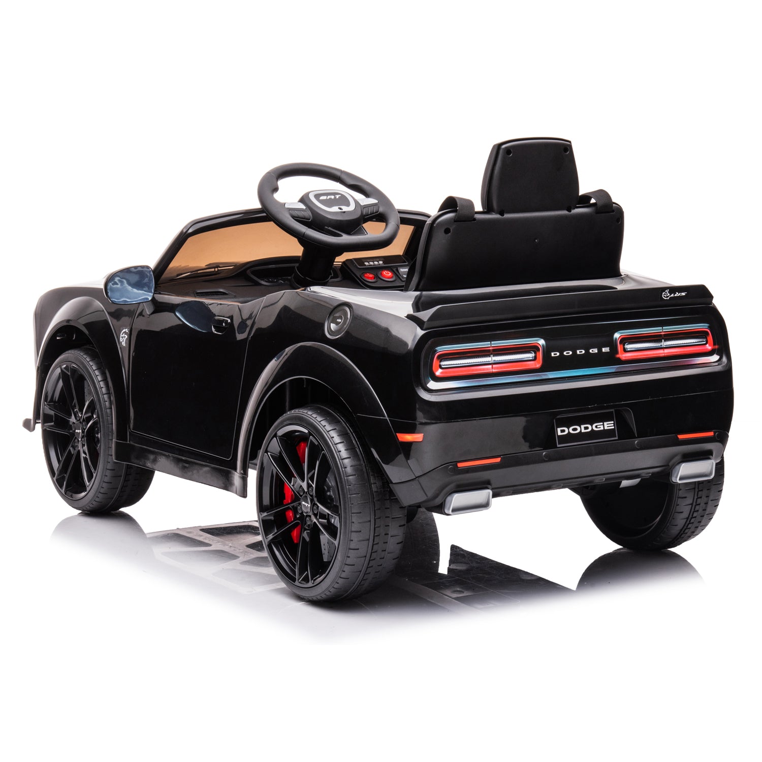 Dodge Challenger 12 V Powered Ride On Car with Remote Control, SRT Hellcat  Toys for Kids, Black 