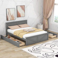 Load image into Gallery viewer, iRerts Queen Platform Bed Frame with 4 Storage Drawers, Wood Queen Bed Frame with Headboard, Slats Support and Support Legs, Modern Bed Frame Queen Size for Bedroom, No Box Spring Needed, Gray
