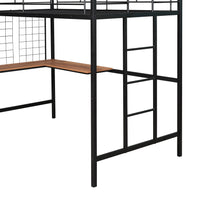 Load image into Gallery viewer, iRerts Metal Loft Bed with Desk, Twin Loft Bed Frame with Metal Grid for Kids Teens Adults, Twin Loft Bed with Ladder Guardrail, Loft Bed Frame Twin for Bedroom Dormitory, No Box Spring Needed, Black
