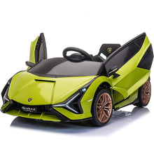 Load image into Gallery viewer, iRerts Black 12V Lamborghini SIAN Battery Powered Ride on Sports Cars for Kids Boys Girls Birthday Gifts, Ride on Toys with Remote Control, LED Headlights, Horn, Hydraulic Doors
