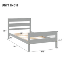 Load image into Gallery viewer, Wood Twin Platform Bed, iRerts Twin Bed Frame No Box Spring Needed, Modern Twin Size Bed Frames with Headboard, Wood Slats Support, Bedroom Furniture Single Bed Frame for Bedroom Apartment, Gray

