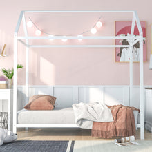 Load image into Gallery viewer, iRerts Twin Bed Frame for Girls Boys, Metal Toddler Twin House Bed Frame, Kids Bed Frame for Boys Girls, House Bed Frame Twin Size with Metal Slats, Floor Bed for Kids No Box Spring Needed, White
