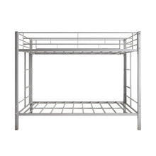 Load image into Gallery viewer, iRerts Metal Bunk Bed Twin Over Twin, Heavy Duty Twin Bunk Beds for Kids Teens Adults, Twin Over Twin Bunk Bed with Slats Support, No Box Spring Needed, Bunk Bed for Bedroom Dorm, Silver
