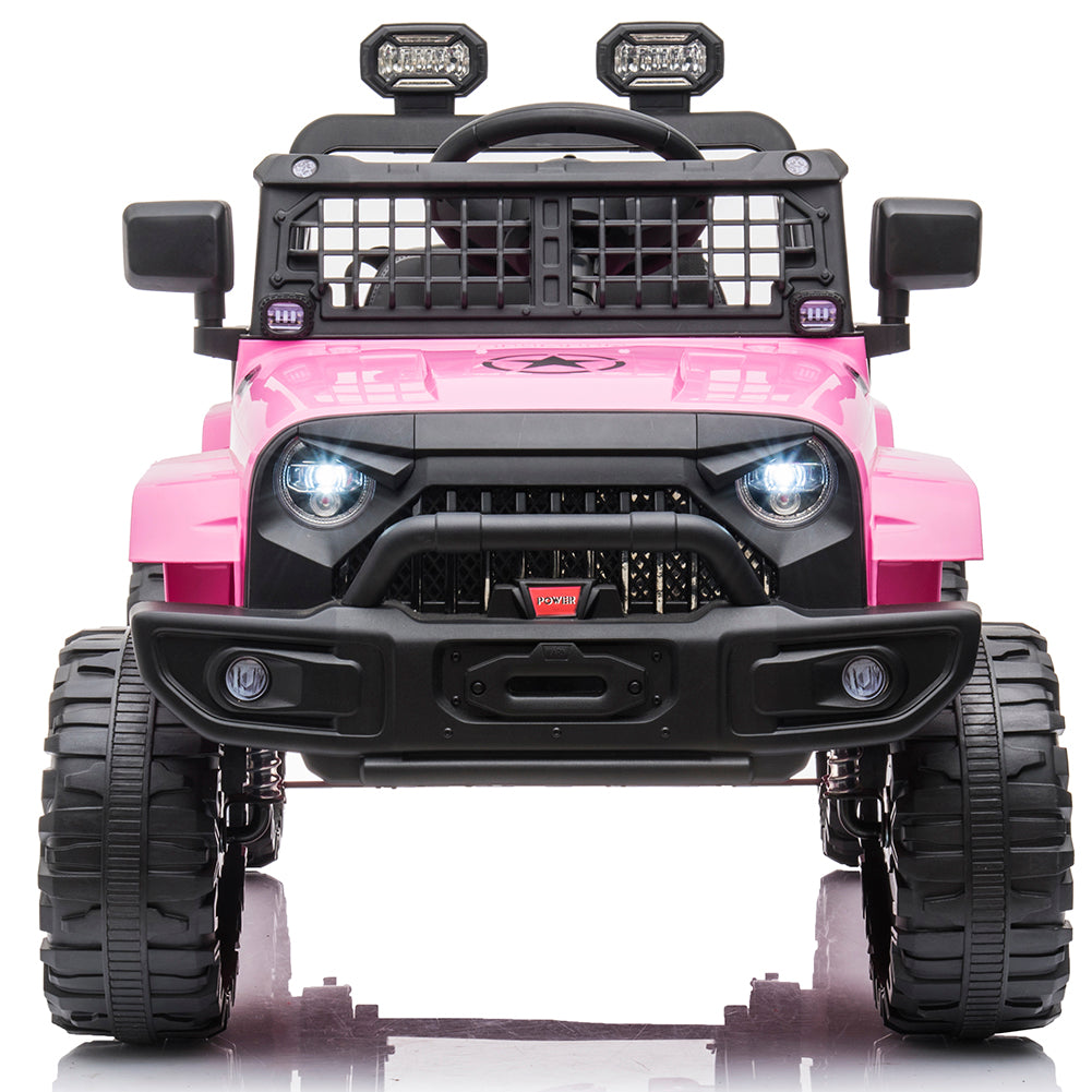 iRerts Pink 12v Black Battery Powered Ride on Car Toys for Girls Boys, Electric Truck Riding Toys with Remote Control LED Lights, MP3 Player