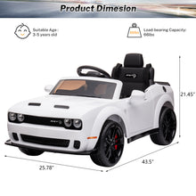 Load image into Gallery viewer, DG03 iRerts White 12V Dodge Challenger Powered Ride On Police Cars with Remote Control, USB, AUX, MP3, FM Function, LED Headlight
