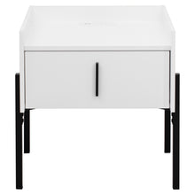 Load image into Gallery viewer, iRerts Nightstand with Charging Station, Modern End Side Table with Drawer, White Handle and USB Charging Ports, Wood Night Stands Bedside Table for Bedroom Living Room, White
