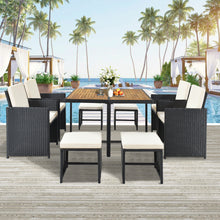 Load image into Gallery viewer, Outdoor Patio Furniture Sets, iRerts 9 Piece Outdoor Wicker Conversation Set with Ottomans and Table, Rattan Outdoor Dining Table Set, Durable Outdoor Furniture Sets with Cushion for Lawn Backyard
