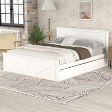 Load image into Gallery viewer, iRerts Queen Platform Bed Frame with 4 Storage Drawers, Wood Queen Bed Frame with Headboard, Slats Support and Support Legs, Modern Bed Frame Queen Size for Bedroom, No Box Spring Needed, White
