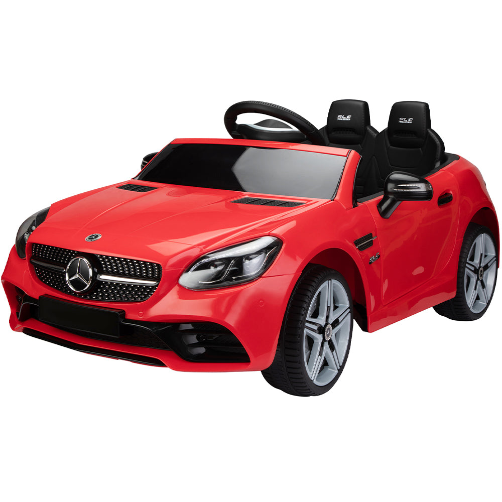iRerts 12V Ride on Cars for Boys Girls, Licensed Mercedes Benz SLC300 Battery Powered Electric Car for Kids, Ride on Toys with LED Lights, Horn, 2 Speed, Safety Belt, Red