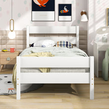 Load image into Gallery viewer, iRerts Twin Platform Bed Frame with Headboard, Solid Wood Twin Bed Frame for Adults Teens kids, Modern Twin Size Bed Frame with Slat Support for Bedroom Apartment, No Box Spring Needed, White
