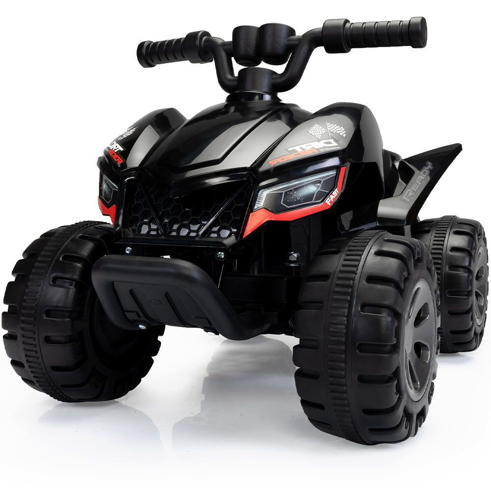 iRerts 6V Ride on ATV Cars, Battery Powered Ride on Toys for Boys Girls Toddlers Birthday Christmas Gifts, Kids Electric Quad Cars with Music, LED Lights, Spray Device, Black