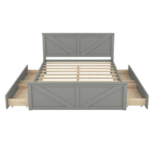 Load image into Gallery viewer, iRerts Queen Bed Frame with Headboard, Solid Wood Queen Platform Bed Frame with Storage Drawers, Slats Support and Support Legs, Modern Queen Size Bed Frame No Box Spring Needed for Bedroom, Gray
