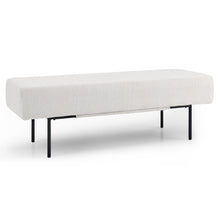 Load image into Gallery viewer, iRerts Bench Seat, 47.5&quot; Fabric Upholstered Bench Ottoman Bench, Couch Long Bench Ottoman with Steel Legs, Modern Entryway Bench Bed Bench for Entryway Dining Room Living Room Bedroom, White
