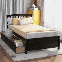 Load image into Gallery viewer, iRerts Wood Twin Platform Bed Frame with Storage Drawers, Modern Twin Bed Frame with Headboard for Adults Kids Teens, Wood  Slats, Twin Size Bed Frames for Bedroom, No Box Spring Needed, Espresso
