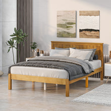 Load image into Gallery viewer, iRerts Wood Full Bed Frame, Full Platform Bed Frame with Headboard, Modern Full Size Platform Bed Frame with Slat Support, Full Size Bed Frame No Box Spring Needed for Bedroom Apartment, Light Brown
