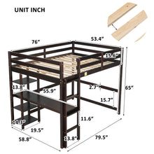 Load image into Gallery viewer, iRerts Full Loft Bed Frame for Kids Teens, Modern Full Wood Loft Bed with Desk and Shelves, Kids Full Loft Bed with Ladder, Guardrail, No Box Spring Needed, Full Size Loft Bed for Bedroom, Espresso
