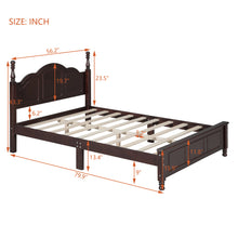 Load image into Gallery viewer, iRerts Wood Full Size Platform Bed Frame, Full Bed Frame with Headboard and Wooden Slat Support, Retro Bed Frame Full Size No Box Spring Needed, Easy Assembly, Dark Walnut
