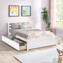 Load image into Gallery viewer, iRerts Full Platform Bed Frame with 4 Storage Drawers, Wood Full Bed Frame with Headboard, Slats Support and Support Legs, Modern Bed Frame Full Size for Bedroom, No Box Spring Needed, White
