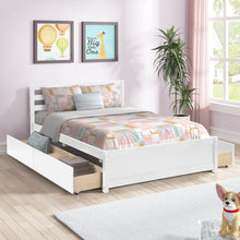 Load image into Gallery viewer, iRerts Full Bed Frame with Headboard, Solid Wood Full Platform Bed Frame with Storage Drawers, Slats Support and Support Legs, Modern Full Size Bed Frame No Box Spring Needed for Bedroom, White
