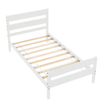 Load image into Gallery viewer, Wood Twin Platform Bed, iRerts Twin Bed Frame No Box Spring Needed, Modern Twin Size Bed Frames with Headboard, Wood Slats Support, Bedroom Furniture Single Bed Frame for Bedroom Apartment, White
