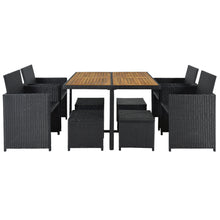 Load image into Gallery viewer, Patio Furniture Dining Sets, iRerts 9 Pieces Wicker Patio Furniture Sets, Outdoor Patio Dining Sets with Dining Table, Ottomans, Outdoor Patio Conversation Sets for Deck, Garden, Backyard, Black
