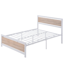 Load image into Gallery viewer, iRerts Bed Frame Full Size with Wood Headboard and Footboard, Black Metal Full Bed Frame with Slat Support, Industrial Full Platform Bed Frame No Box Spring Needed for Bedroom

