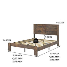 Load image into Gallery viewer, iRerts Wood King Bed Frame with Headboard, King Platform Bed Frame for Adults Teens, Industrial Bed Frames King Size with Large Under Bed Storage, Noise Free, No Box Spring Needed, Dark Brown
