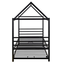 Load image into Gallery viewer, iRerts Twin Size Metal House Shape Bed Frame with Trundle, Modern Twin Platform Bed Frame with Metal Slats, Twin Bed Frame No Box Spring Needed, Twin Size Bed Frame for Kids Bedroom, Black
