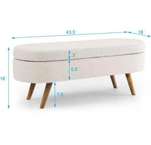 Load image into Gallery viewer, iRerts Storage Bench, Modern Fabric Storage Ottoman End of Bed Bench, Wood Frame Bedroom Storage Bench Footstool with Rubber Wood Legs, Ottoman Bench with Storage for Living Room Bedroom, Beige
