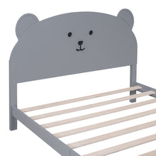 Load image into Gallery viewer, iRerts Full Bed Frame for Kids Boys Girls, Wood Full Platform Bed Frame with Bear-shaped Headboard and Footboard, Bed Frame Full Size with Slats Support, No Box Spring Needed, Gray
